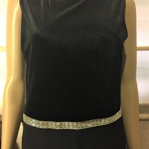 Tiana  B Dressy Jumpsuit Black Velveteen Top